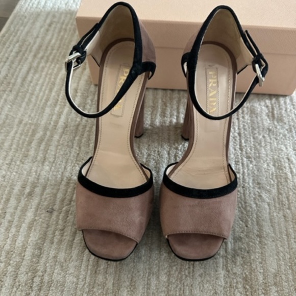 PRADA - ROSE PINK SUEDE ANKLE STRAP HEELS (SIZE 37.5 EU/ 7.5 US) (ORIG $720) - Picture 5 of 15